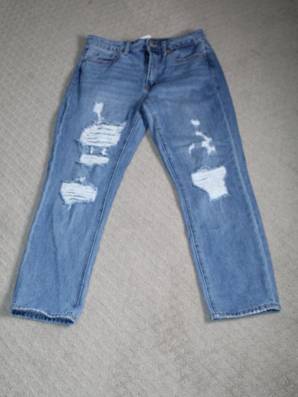 Guess Size 27x27 Light Wash Straight Leg Distressed High Rise Blue Jeans